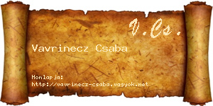 Vavrinecz Csaba névjegykártya